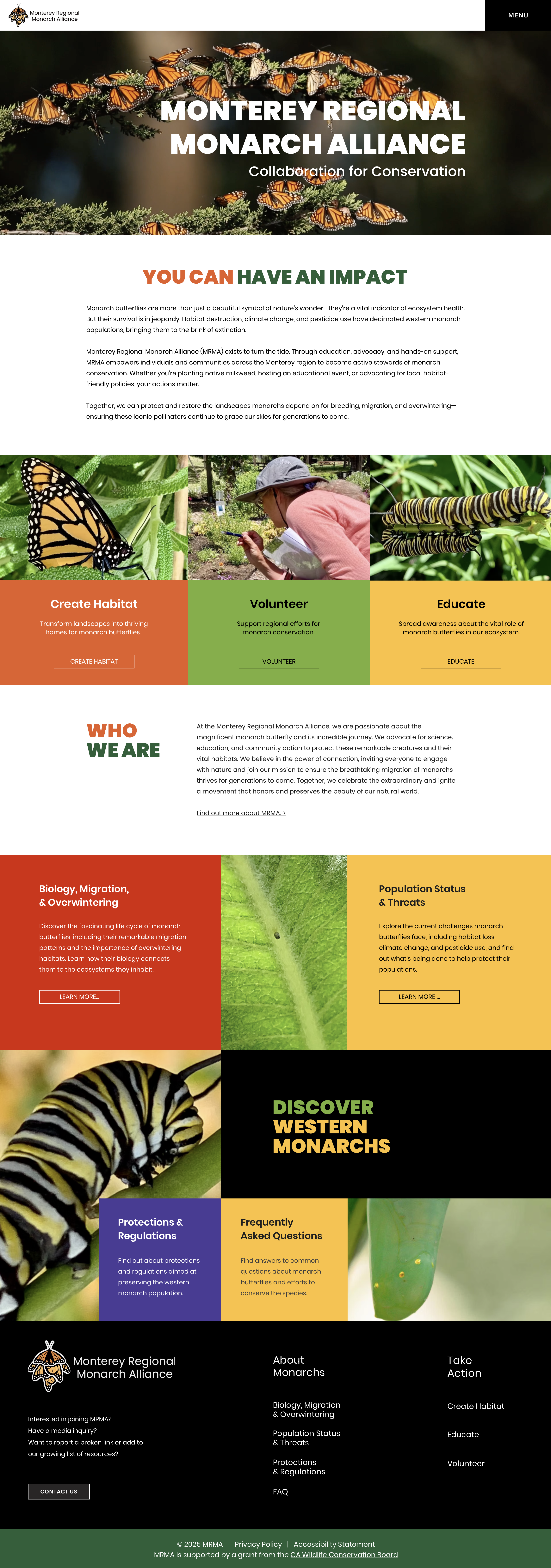 Monterey Regional Monarch Alliance web design by Curious G Design's Milena Gavala